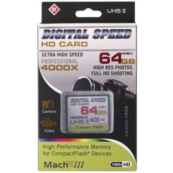 Digital Speed 4000X 64GB Professional High Speed Mach III 600MB/s Error Free (CF) HD Memory Card