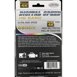 Digital Speed 2500X 256GB Professional High Speed Mach III 350MB/s Error Free (SDHC) HD Memory Card Class 10