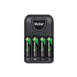 Vivitar BC-172 Vpower Compact Battery Charger with 4AAA NiMH Batteries
