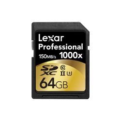 Lexar 64GB Professional 1000x UHS-II SDXC Memory Card (Class 10)