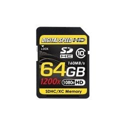 Digital Speed 1200X 64GB Professional High Speed Mach III 160MB/s Error Free (SDHC) HD Memory Card Class 10